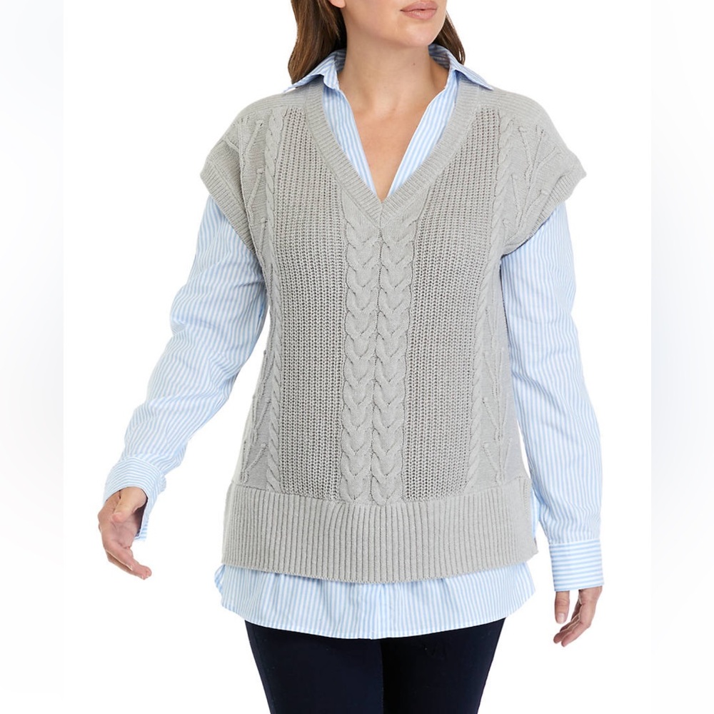 Crown and Ivey long sleeve shirt with sweater attached. New with tags